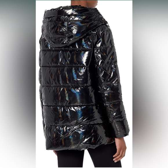DKNY Gloss Black Puffer Jacket - Picture 2 of 13